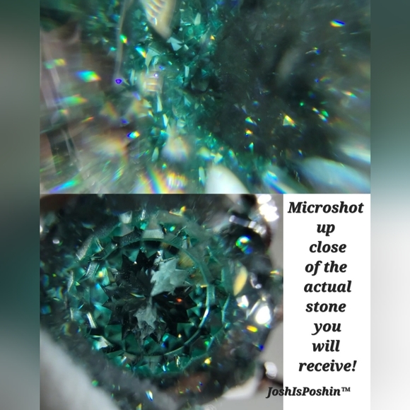 6.79 CT. T.W. portuguese cut green-blue diamond pendant necklace in 925 silver - Picture 14 of 17